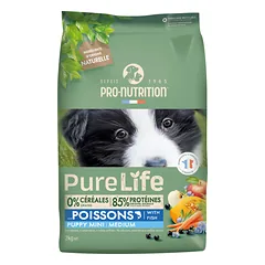 PRO-NUTRITION Pure Life puppy mini/medium fish sausas maistas jauniems mažų ir vidutinių veislių šunims su žuvimi 12 kg