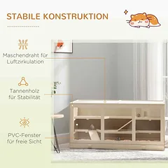 Graužikų narvas PawHut 115x57x55cm., šviesiai rudos spalvos — 5 nuotrauka