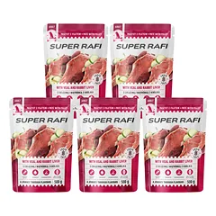SUPER RAFI su veršiena ir triušienos kepenėlėmis, skirtas šunims, 5 x 500 g šlapias šunų maistas