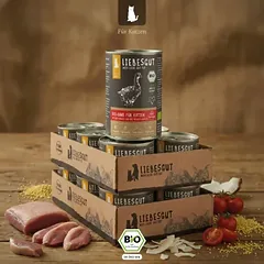 Liebesgut Katzenfutter Bio-Gans mit Bio-Kokosflocken und Bio-Tomate