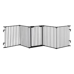Sulankstomas metalinis apsauginis barjeras ir aptvaras gyvūnams 2 viename, 300 x 3 x 74,5 cm, juodas