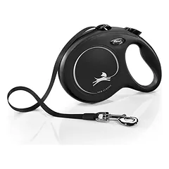 Flexi Classic juostelinis pavadis, L, iki 50kg 8m, juostelinis, juodos spalvos parduotuvėje ramiosblusos.lt