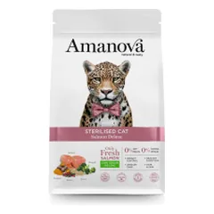 Amanova Sterilised Low Grain sausas pašaras su lašiša ir bolivine balanda sterilizuotoms katėms