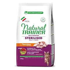 Natural Trainer Sterilised Adult Cat sausas maistas katėms su kalakutiena
