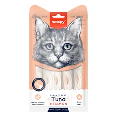 Wanpy Creamy treats skanėstas katėms, su tunu ir lašiša, 70 g (5x14g)