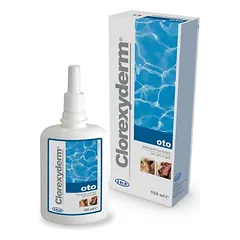 Clorexyderm oto Piu 150ml – Ausų valiklis šunims ir katėms su chlorheksidinu