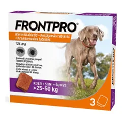 Frontpro kramtomos tabletės nuo erkių ir blusų šunims (25-50 kg)