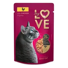 MY LOVE visavertis konservuotas ėdalas suaugusioms katėms su vištiena švelniame padaže, 85 g nuotrauka