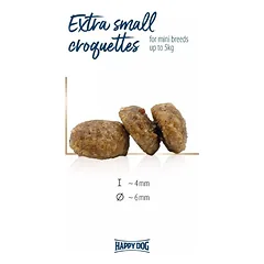 Happy Dog XS Mini Japan visavertis pašaras mažų veislių suaugusiems šunims su upėtakiais ir jūrų dumbliais, 300 g — 4 nuotrauka