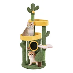 Katzenbaum 123cm Kaktus Oase-Thema Kratzbaum mit 2 Plattformen 2 Höhle