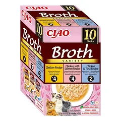 CIAO Broth skanėstas katėms, vištiena su lašiša ir tunu vištienos sultinyje, 10×40 g — 2 nuotrauka