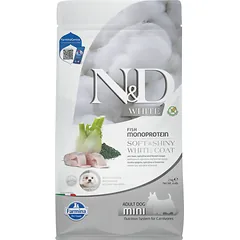 2 vnt. FARMINA N&D WHITE – DOG Dry Sea Bass Spirulina&Fennel ADULT MINI 2 kg