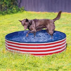 Beeztees baseinėlis šunims Doggy Dip, raudonas/baltas, Dydis L: Ø 160 x H 30 cm — 2 nuotrauka