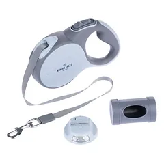 Nomad Tales Calma ištraukiamas pavadėlis rinkinyje, 5 m, Pavadėlis, žibintuvėlis ir maišelių dėklas — 1 nuotrauka