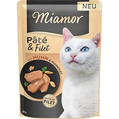 MIAMOR Pate and Filet with Chicken vištienos filė gabaliukai 85 g