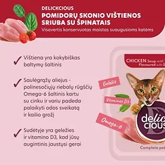 Delickcious vištienos sriuba katėms su pomidorais ir špinatais, 80g — 2 nuotrauka