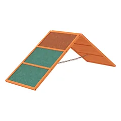 Agility rampa šunims, sulankstoma, reguliuojamo aukščio, neslystanti, kėnio mediena, iki 40 kg, 173 x 59 x 66 cm, oranžinė ir žalia