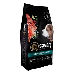 Savory sausas maistas šuniukams su kalakutiena ir vištiena — 3 nuotrauka
