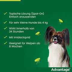 Advantage® 40 šunims, iki 4 kg, 4 pipetės x 0,4 ml — 2 nuotrauka