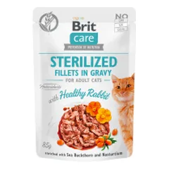 Brit Care Cat Sterilized Fillets in Gravy Healthy Rabbit konservai su triušiena sterilizuotoms katėms - Pet24