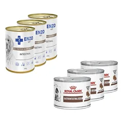 ROYAL CANIN Gastro Intestinal Puppy 3x195g skardinė Šuniukai + ENZO VET Žarnyno dieta šunims su ėriena 3x400g