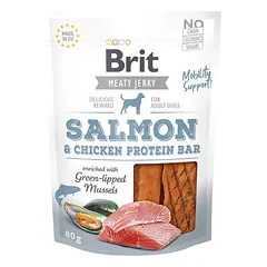 Brit Jerky Salmon & Chicken Protein Bar skanėstai šunims 80 g