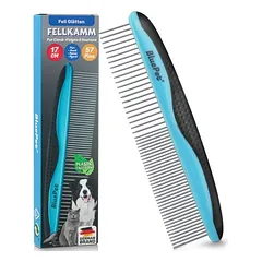BluePet Hundekamm & Katzenkamm, Fellkamm mit gummiertem Griff, Knotenkamm