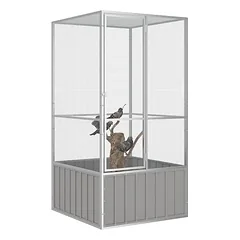 Prolenta Premium narvas paukščiams Bellmullet, 111 x 107 x 211,5 cm, pilka, plienas — 4 nuotrauka