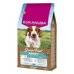 EUKANUBA Grain Free Adult Small Medium Ocean Fish 12 kg be grūdis maistas suaugusiems mažų ir vidutinių veislių šunims su žuvimi