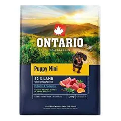 Ontario Puppy Mini su ėriena ir rudaisiais ryžiais, sausas maistas šuniukams 2,25 kg parduotuvėje petreon.lt