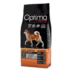 OPTIMA nova dog Adult Sensitive Salmon & Potato vieno baltymo sausas pašaras šunims, 12 kg — 2 nuotrauka