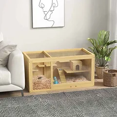 Graužikų narvas PawHut 100x50x50cm., šviesiai rudos spalvos — 2 nuotrauka