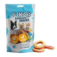 JUKO skanėstas šunims Chicken & Duck Doughnuts vištienos ir antienos spurga, 70 g