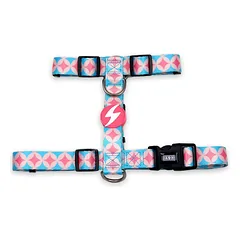 Dashi Coral Back Harness - reguliuojami apsauginiai diržai šunims, raštas su rožiniais apskritimais