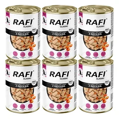 RAFI Classic Kalakutiena ir morkos padaže – 6 vnt. po 1240 g drėgnas maistas visų veislių šunims