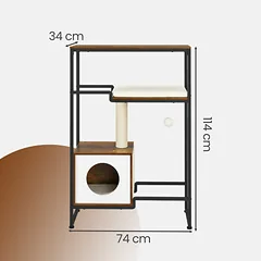 Kačių draskyklė su pliušinėmis pagalvėmis 114 cm — 3 nuotrauka