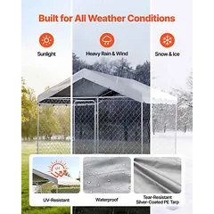 Lauko šunų voljeras VEVOR, Pilka, 2,3 × 2,3 × 2,15 m — 3 nuotrauka