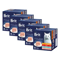 BRIT Premium by Nature Cat Mousse Multipack Mix 40x85 g katėms skirtas musas su vištiena, jautiena, tuniku ir lašiša