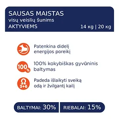 CLUB 4 PAWS Premium "active". Visavertis sausas pašaras suaugusiems aktyviems visų veislių šunims, 14 kg — 4 nuotrauka