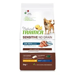 Natural Trainer ADULT DOG SENSITIVE NO GRAIN MINI TROUT sausas maistas mažų veislių šunims su upėtakiu 2kg