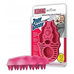 KONG ZoomGroom Raspberry L dydžio guminis šepetys šunims — 4 nuotrauka