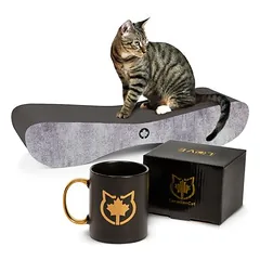 Canadian Cat Company draskymo lenta SATELLITE 2.0 ir LOVE puodelis, L 76 x B 24 x H 15 cm – Black Edition – juoda — 5 nuotrauka