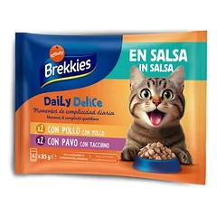Brekkies Daily Delice Adult Cat 80 x 85 g, drėgnas maistas katėms, Mixpaket in Gelee (Chicken, Turkey, Salmon, Tuna) — 3 nuotrauka
