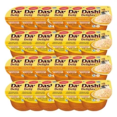 Inaba DASHI papildomas kačių maistas - vištienos skonio sultinys 12x70g + vištienos ir sūrio skonio sultinys 12x70g