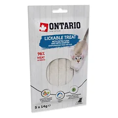 Ontario Lickable Treats Tuna and Codfish kremas skanėstas katėms su tunu ir menke, 5 x 14 g — 2 nuotrauka