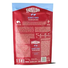 CARNILOVE ACTIVE Dog Salmon & Turkey Junior Large Breeds sausas pašaras jauniems šunims 1,5 kg