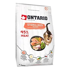 Ontario Cat Sterilised Salmon bekarpių sausas maistas suaugusiems sterilizuotoms katėms, 400 gr