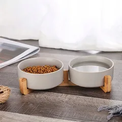 Dvigubas keraminis dubenėlių rinkinys šunims ir katėms Mersjo Gerda 2x400ml — 4 nuotrauka
