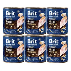 BRIT Premium by Nature Fish&Fish Skin 6x800 g natūralus maistas šunims su žuvimi ir žuvies oda