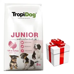 TROPIDOG Premium Junior mažų ir vidutinių veislių šunys su lašiša ir ryžiais 8kg + Staigmena ŠUNIUI photo